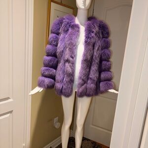 Fox Plush Purple Fur Jacket